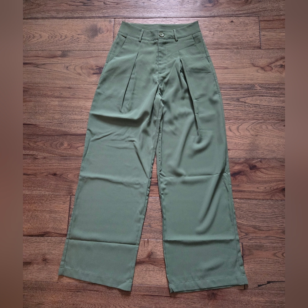 Cider Green Wide-Leg Pants